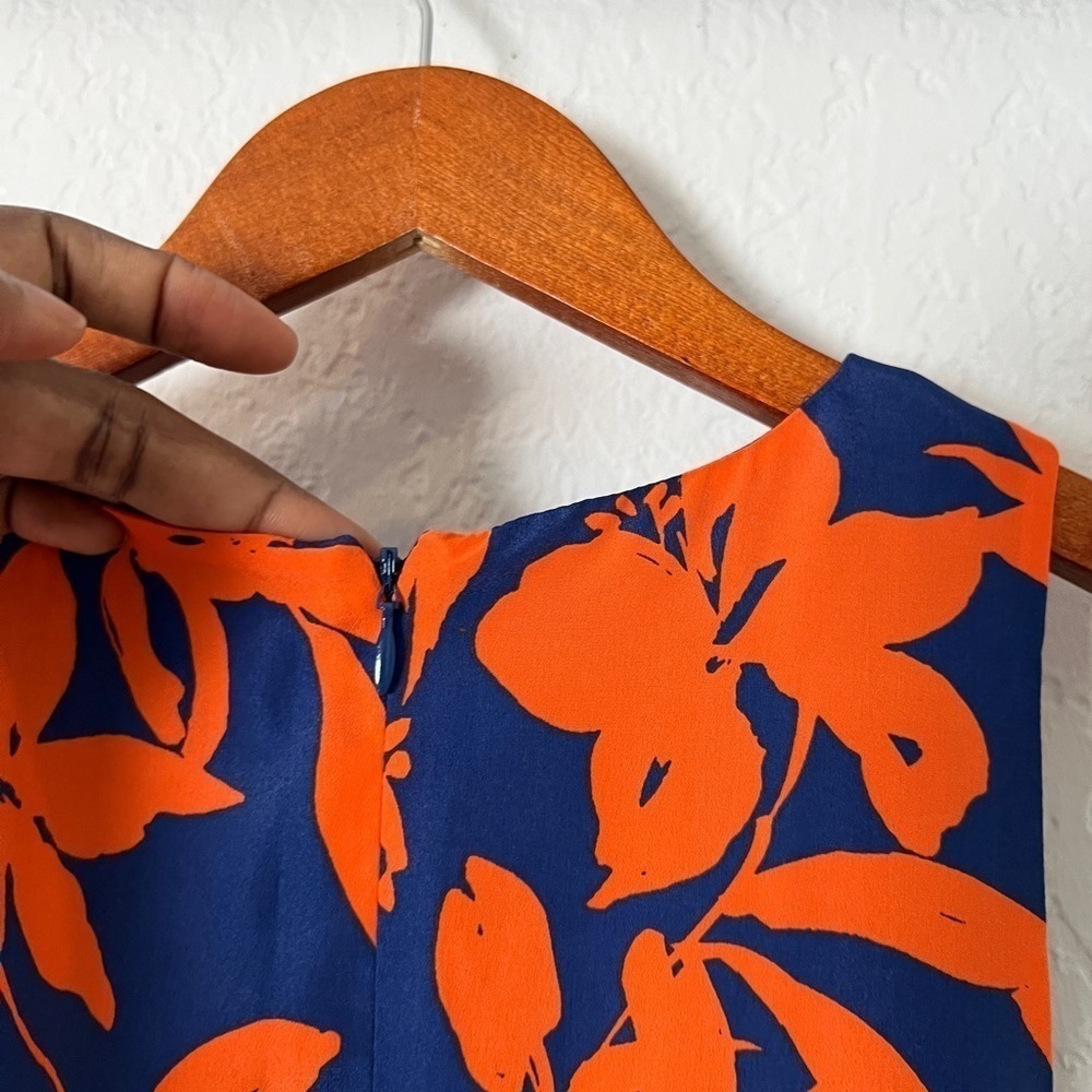 J. CREW Blue and Orange Floral Flare Dress - Picture 7 of 9
